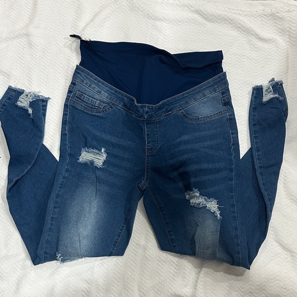Denim - Maternity Women's Distressed Blue Jeans small
